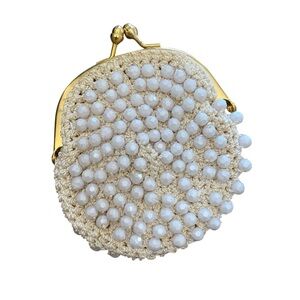 Vintage Crochet Beaded Kisslock Coin Purse